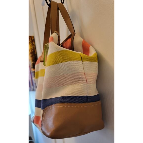 Coach Hadley Multistripe Canvas/Leather Duffle Tote M1382-F30041 - Picture 5 of 16